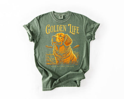 Golden Life Dog T-Shirt, Comfort Colors, Perfect for Dog Lovers, Animal Lover Gift, Birthday Gift, Golden Retriever Lover, Dog Tee