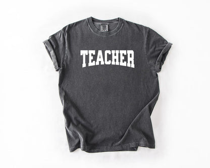 Teacher T-Shirt, Comfort Colors, Bold Varsity Font Teacher Tee, Educator T-Shirt, Teacher Appreciation Gift, Teacher Tees, Casual Wear