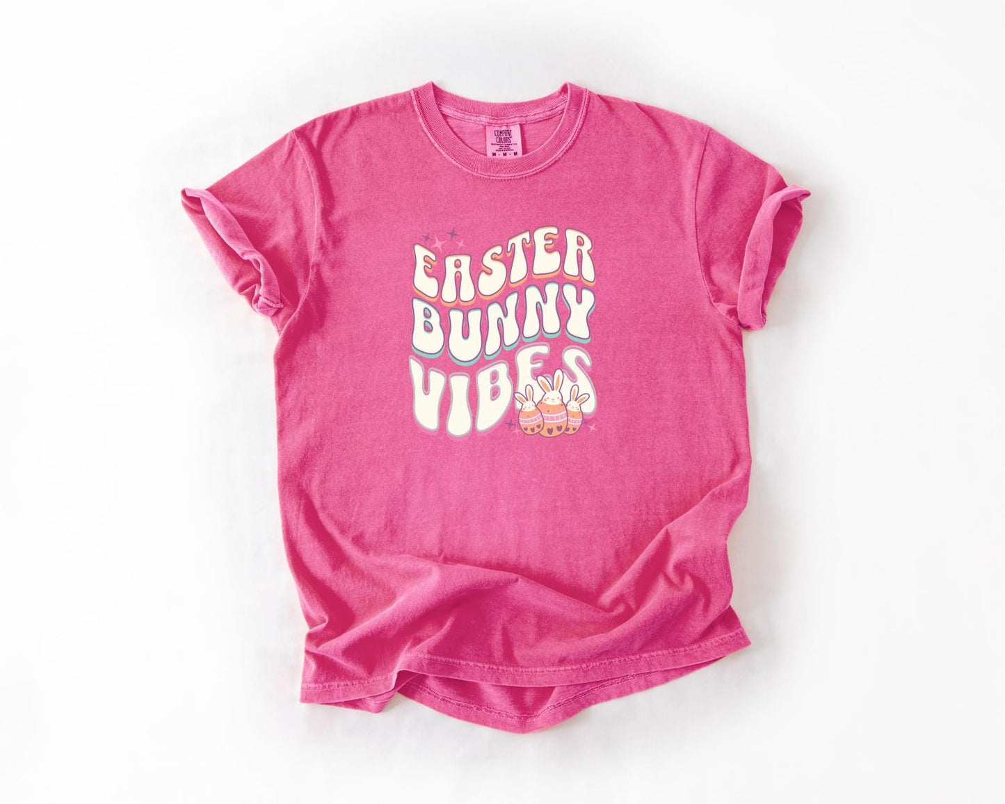 Easter Bunny Vibes T-Shirt, Comfort Colors, Cute Spring Tee, Pastel Graphic Top, Bunny Apparel, Holiday Gift, Easter Egg Hunt, Casual Wear