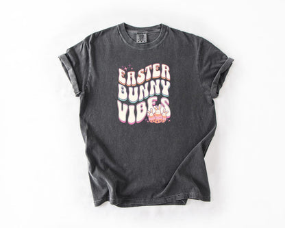 Easter Bunny Vibes T-Shirt, Comfort Colors, Cute Spring Tee, Pastel Graphic Top, Bunny Apparel, Holiday Gift, Easter Egg Hunt, Casual Wear