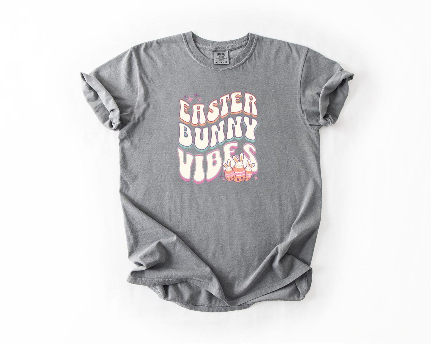 Easter Bunny Vibes T-Shirt, Comfort Colors, Cute Spring Tee, Pastel Graphic Top, Bunny Apparel, Holiday Gift, Easter Egg Hunt, Casual Wear