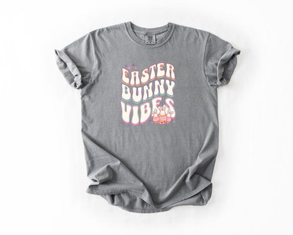 Easter Bunny Vibes T-Shirt, Comfort Colors, Cute Spring Tee, Pastel Graphic Top, Bunny Apparel, Holiday Gift, Easter Egg Hunt, Casual Wear
