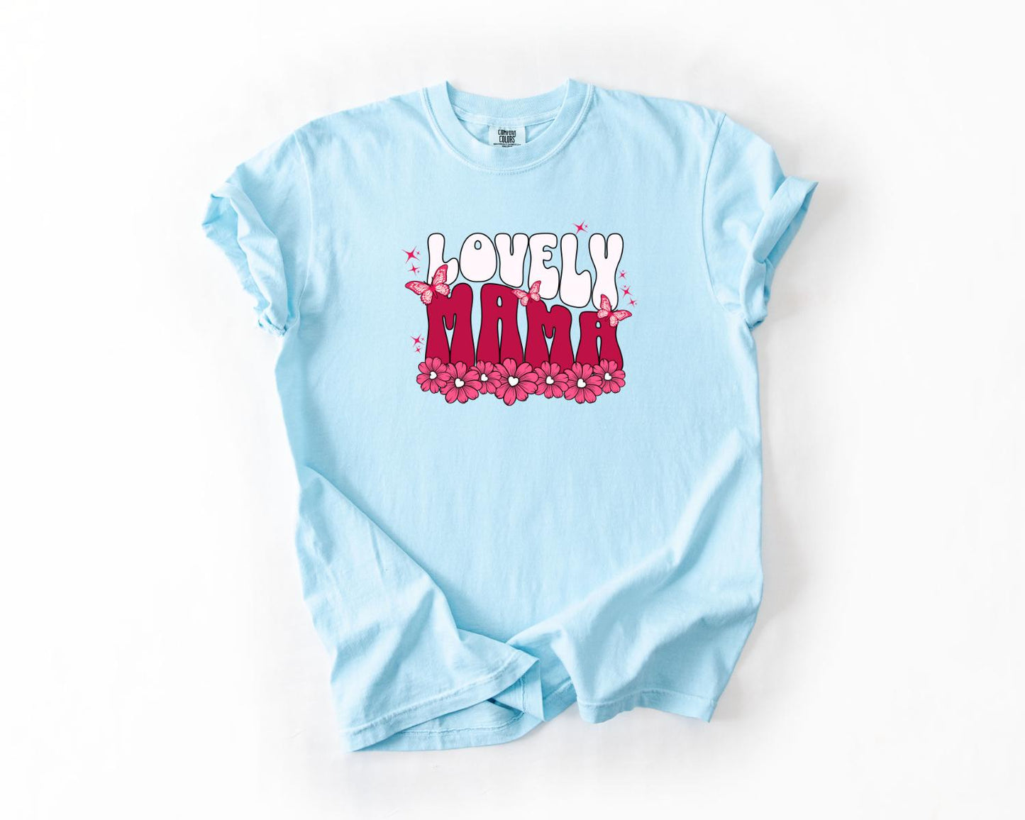 Lovely Mama T-Shirt, Comfort Colors, Gift for Moms, Mother's Day Apparel, Cute Floral Tee, Family Events, Everyday Casual Wear