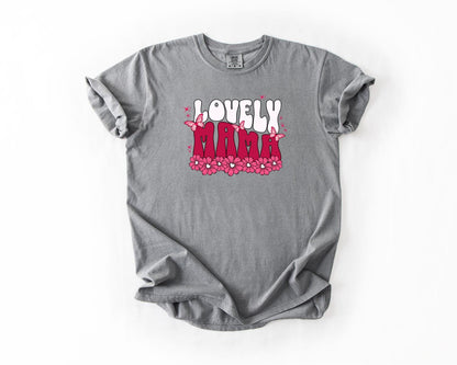 Lovely Mama T-Shirt, Comfort Colors, Gift for Moms, Mother's Day Apparel, Cute Floral Tee, Family Events, Everyday Casual Wear