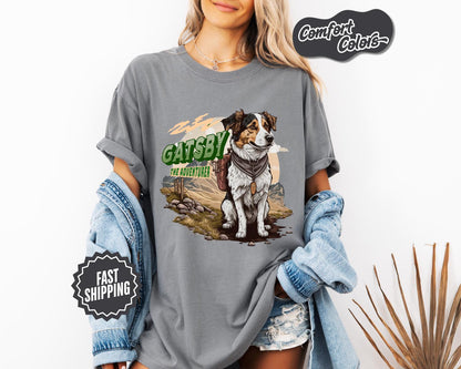 Gatsby the Adventurer T-Shirt, Comfort Colors, Pet Lover Tee, Perfect Gift for Dog Owners, Adventurous Souls and Weekend Getaways