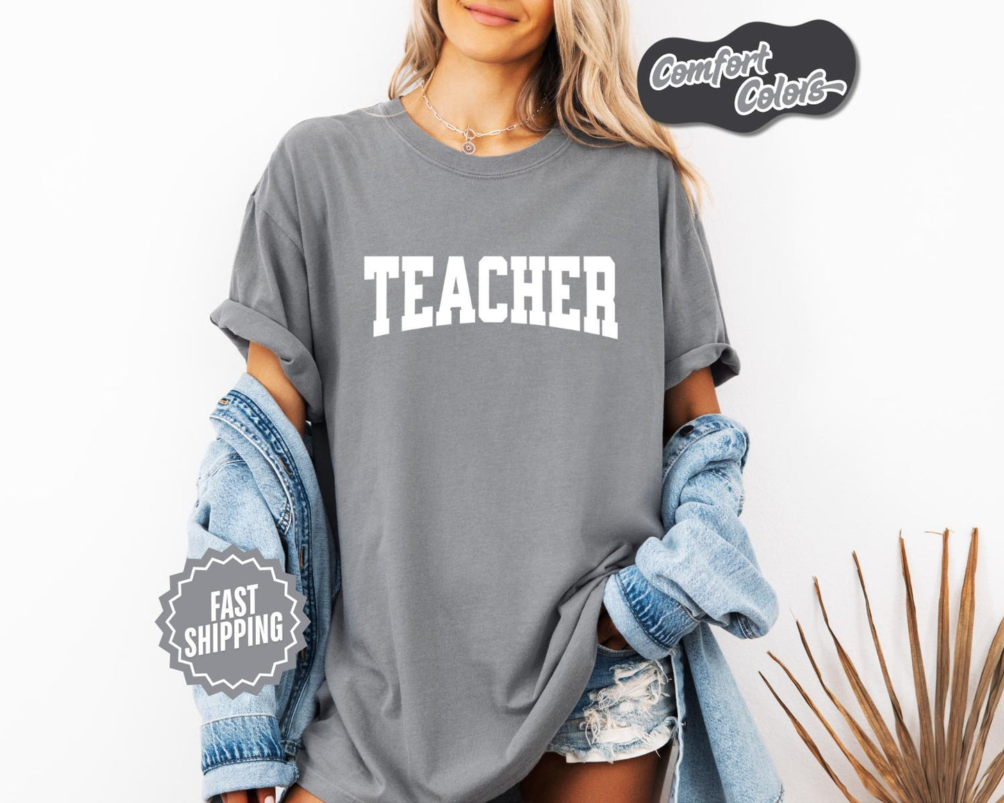 Teacher T-Shirt, Comfort Colors, Bold Varsity Font Teacher Tee, Educator T-Shirt, Teacher Appreciation Gift, Teacher Tees, Casual Wear