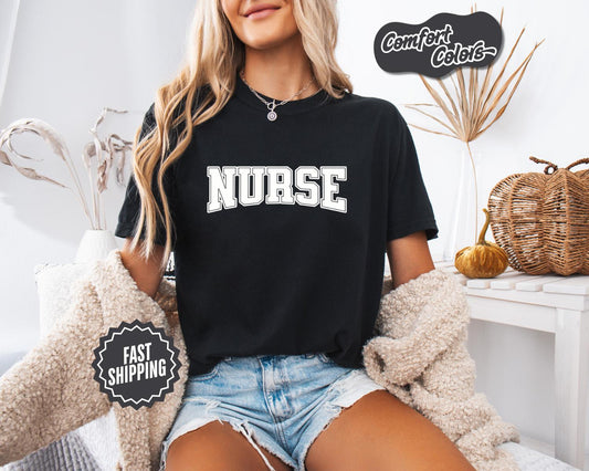 Nurse Varsity Letter T-Shirt, Comfort Colors, Perfect Gift for Healthcare Workers, Medical Profession Tee, Nurse Tee, Casual Wear