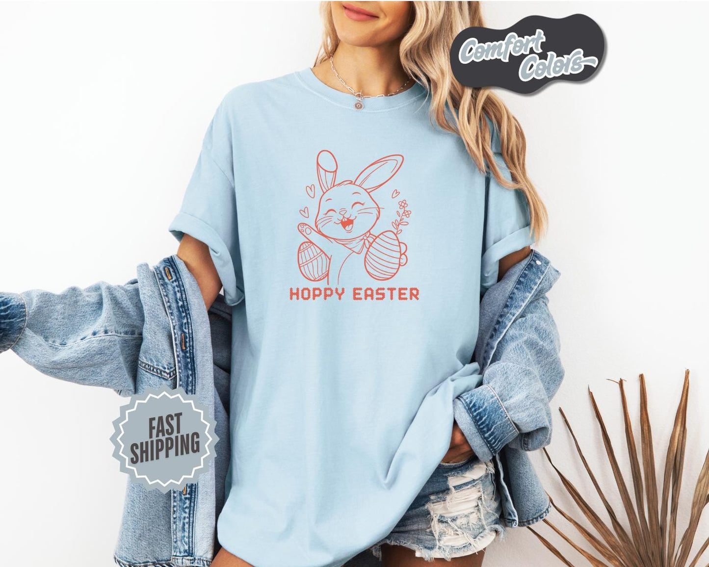 Hoppy Easter T-Shirt, Comfort Colors, Cute Bunny Graphic Tee, Spring Apparel, Easter Gift, Easter Bunny Tee, Egg Hunt, Casual Wear