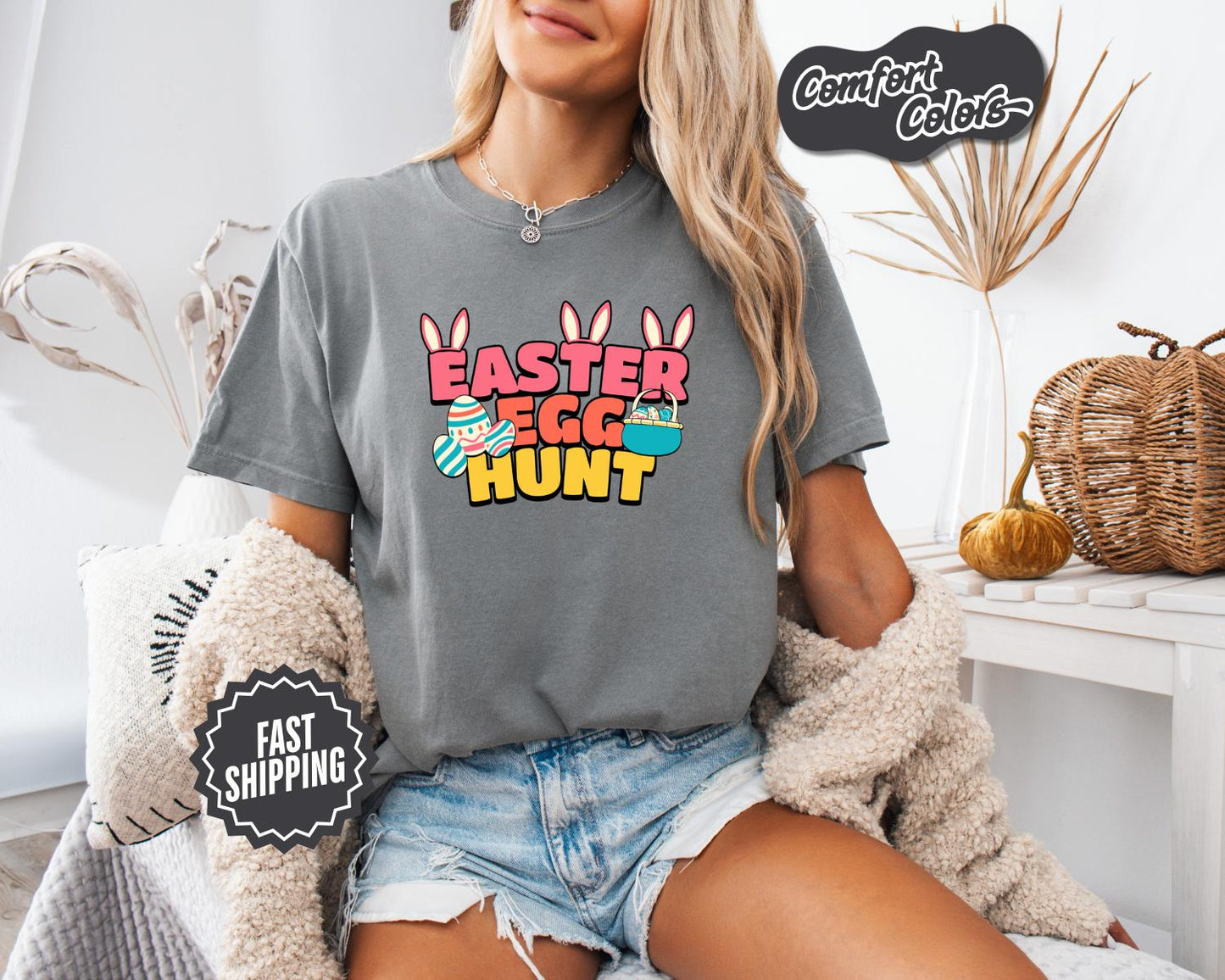 Easter Egg Hunt T-Shirt, Comfort Colors, Spring Celebration Gift, Easter Outfit, Cute Bunny, Holiday Apparel, Easter Shirt, Casual Wear