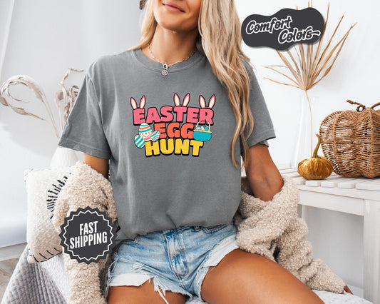 Easter Egg Hunt T-Shirt, Comfort Colors, Spring Celebration Gift, Easter Outfit, Cute Bunny, Holiday Apparel, Easter Shirt, Casual Wear