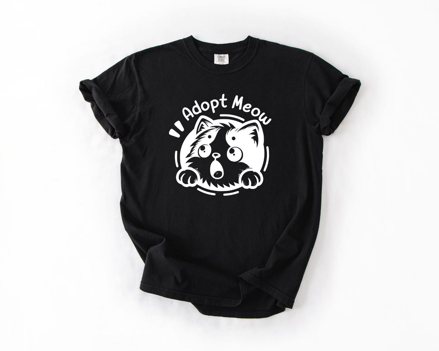 Adopt Meow T-Shirt, Comfort Colors, Cute Cat Lover Tee, Animal Rescue Shirt, Adoption Awareness, Perfect Gift Idea, Everyday Casual Wear