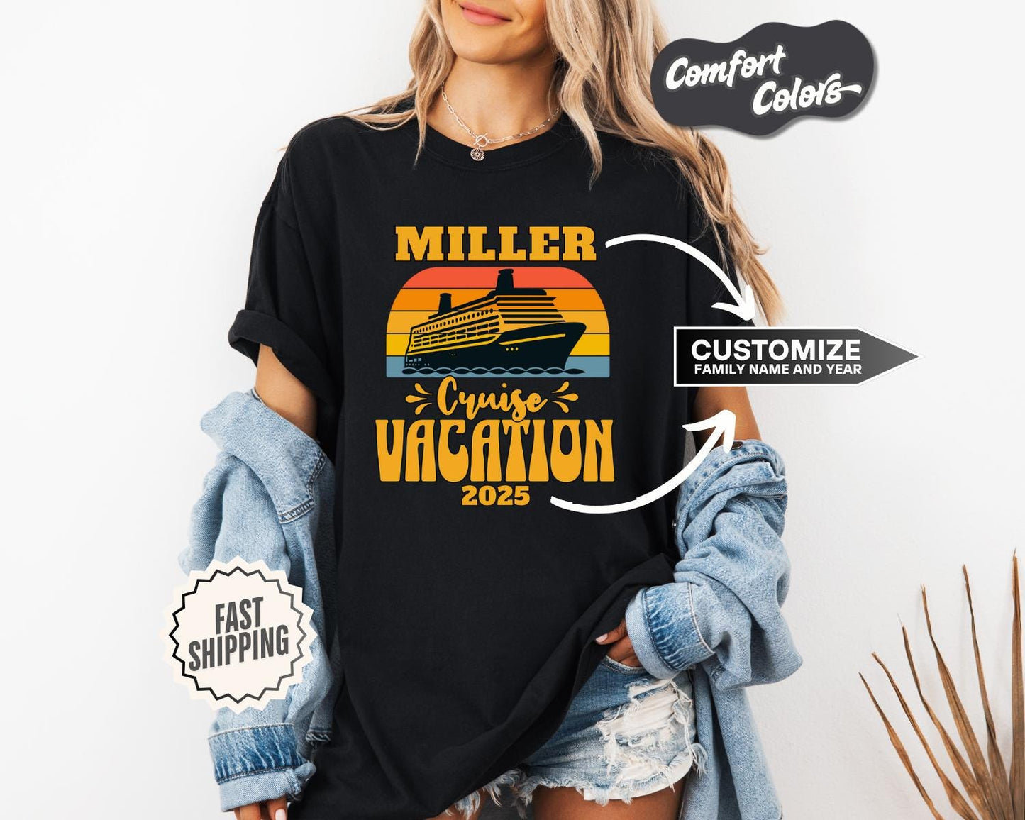 Cruise Vacation 2025 T-Shirt, Comfort Colors, Custom Shirt, Unisex Travel Tee, Vacation Shirt, Fun Family Cruise Apparel, Summer Trip Gift