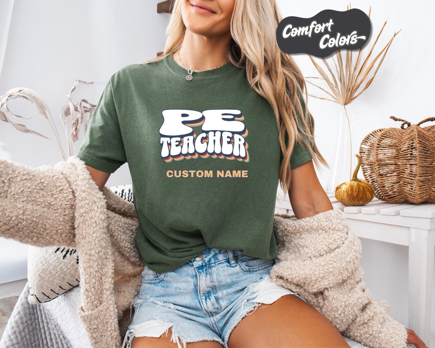 PE Teacher T-Shirt, Comfort Colors, Custom Teacher Shirt, Cute Teacher Gift, Back to School Tee, Classroom Apparel, Teacher Shirt