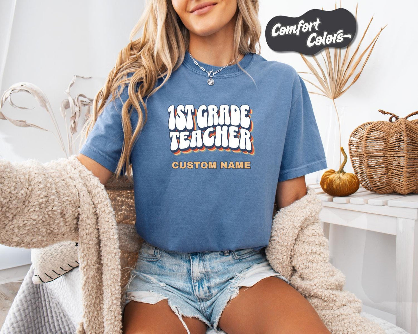 1st Grade Teacher T-Shirt, Comfort Colors, Custom Teacher Shirt, Cute Teacher Gift, Back to School Tee, Classroom Apparel, Teacher Shirt