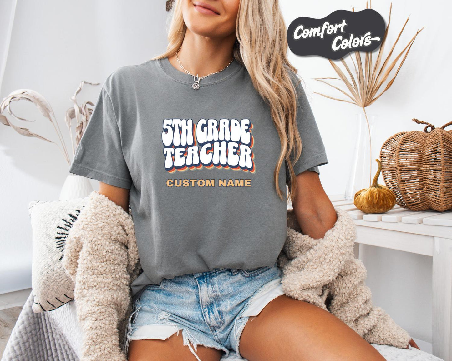 5th Grade Teacher T-Shirt, Comfort Colors, Custom Teacher Shirt, Cute Teacher Gift, Back to School Tee, Classroom Apparel, Teacher Shirt