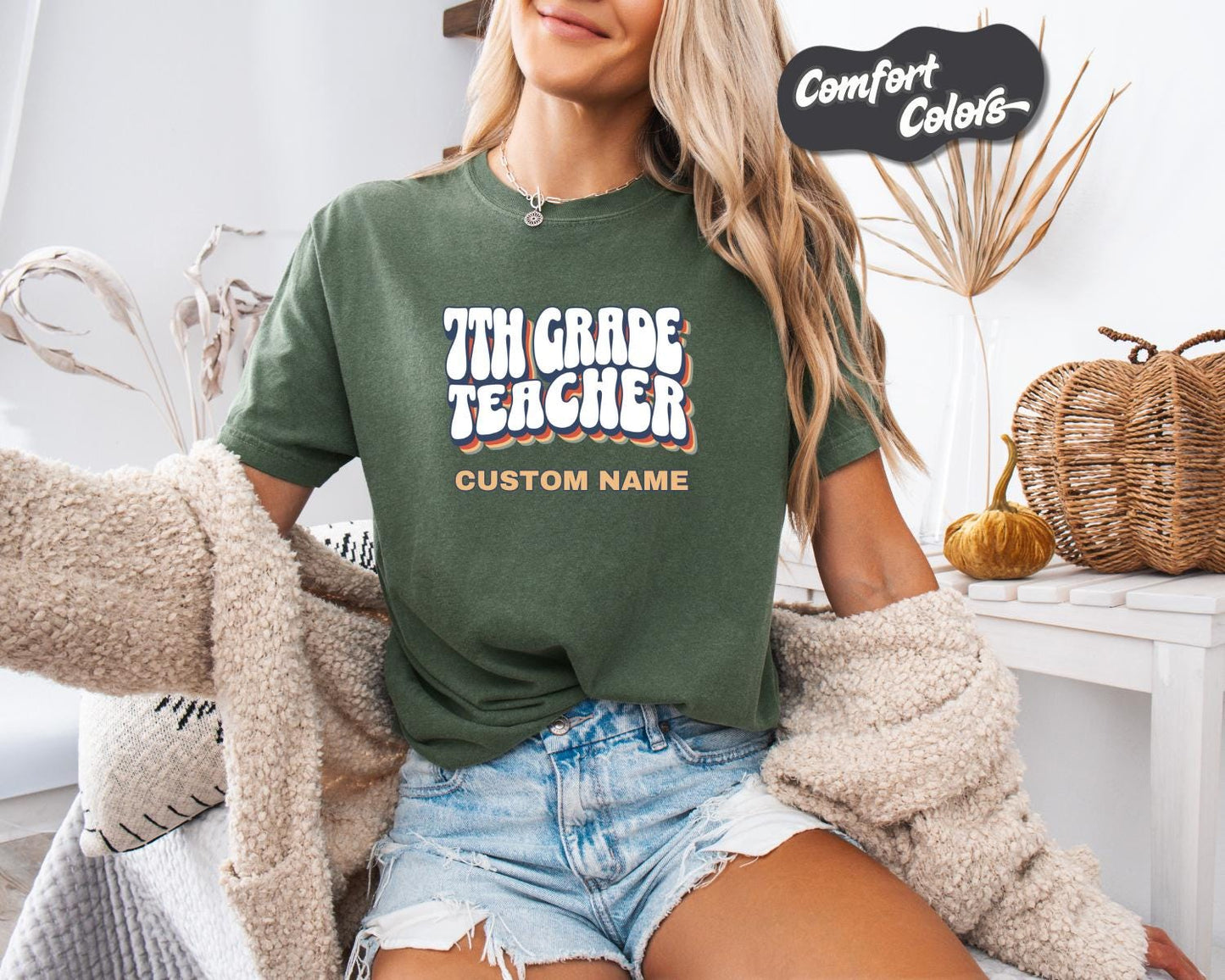 7th Grade Teacher T-Shirt, Comfort Colors, Custom Teacher Shirt, Cute Teacher Gift, Back to School Tee, Classroom Apparel, Teacher Shirt