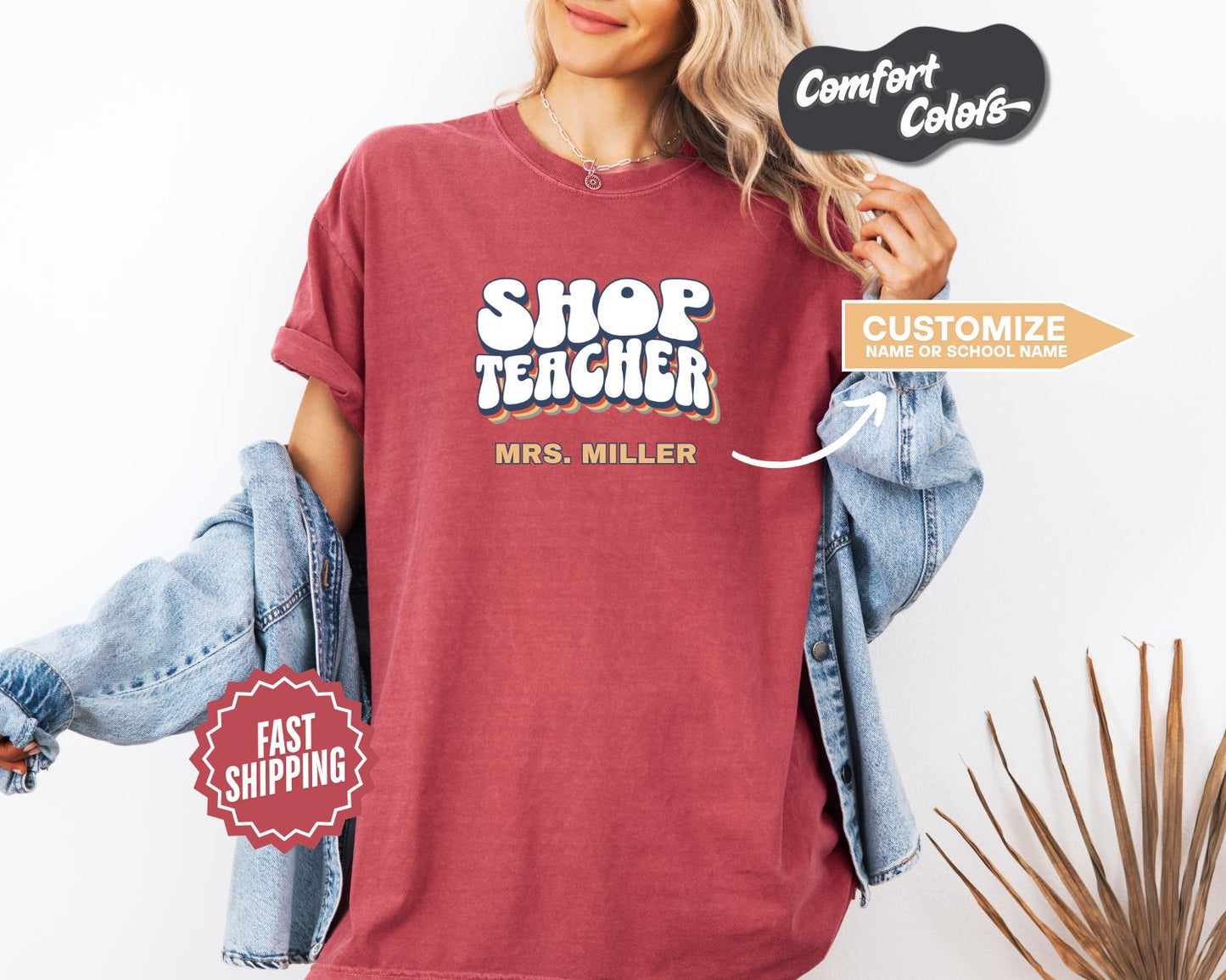 Shop Teacher T-Shirt, Comfort Colors,  Custom Teacher Shirt, Fun Teacher Gift, Back to School Apparel, Classroom Spirit Wear, Casual Tee