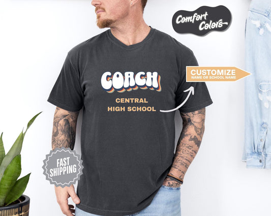 Coach T-shirt, Comfort Colors, Custom Teacher Shirt,  Vintage Style Tee, Comfortable Everyday Shirt, Gift for Her/Him, Casual Wear