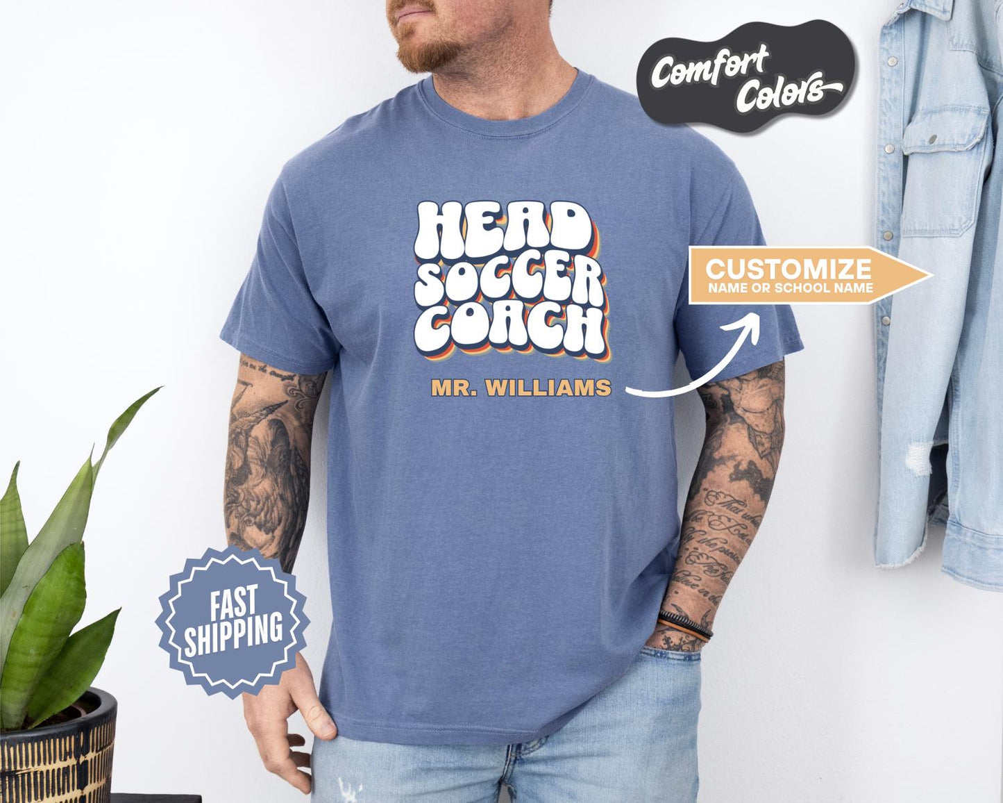 Head Soccer Coach T-Shirt, Comfort Colors, Custom Teacher Shirt, Soccer Gift, Coach Appreciation, Sports Tee, Team Spirit Wear, Casual Wear