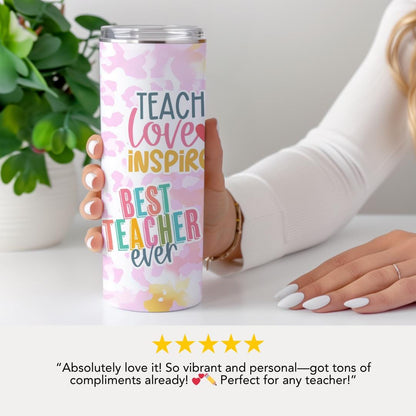 Personalized Teacher 20oz Skinny Tumbler with Straw Pencil Fuel Design Teacher Gifts for Appreciation Week Teacher Tumbler Back to School