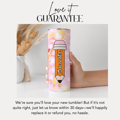 Personalized Teacher 20oz Skinny Tumbler with Straw Pencil Fuel Design Teacher Gifts for Appreciation Week Teacher Tumbler Back to School