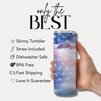 US Memorial Day Tribute Tumbler  20oz Skinny Tumbler “Remember and Honor American Travel Mug Memorial Day Tumbler Veteran Tribute Tumbler