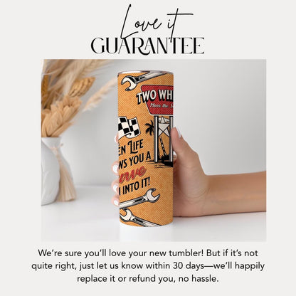 Two Wheels Dad Tumbler 20oz Skinny Travel Tumbler Mug Gift for Biker Dads Tumbler with Straw Dad Gift Father's Day Gift Tumbler Coffee Cup