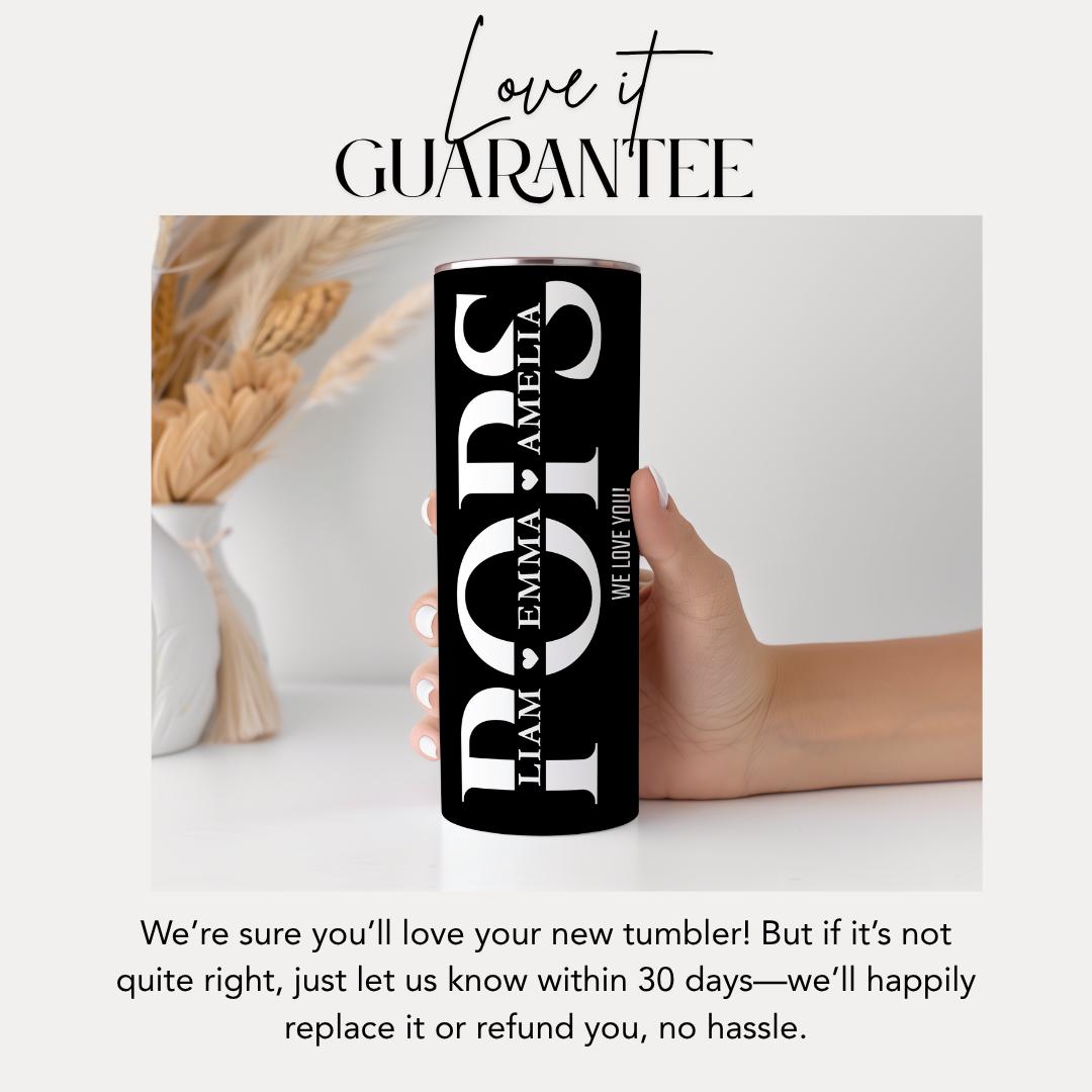 Personalized Pops Tumbler Custom Kids' Names 20oz Skinny Tumbler with Straw Cute Pops Gift Father's Day Gift Tumbler Travel Coffee Cup