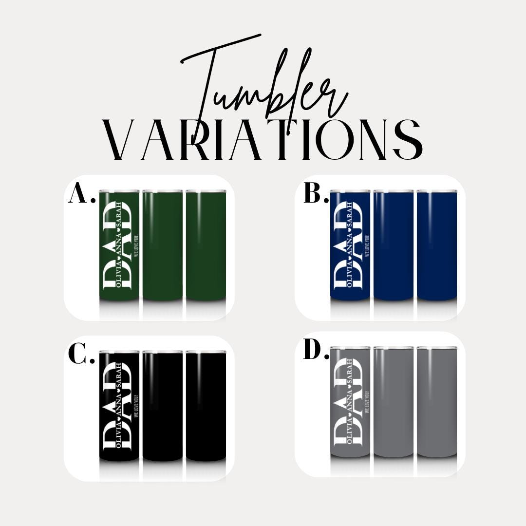 Personalized Dad Tumbler Custom Kids' Names 20oz Skinny Tumbler with Straw Cute Dad Gift Father's Day Gift Tumbler Travel Coffee Cup for Dad