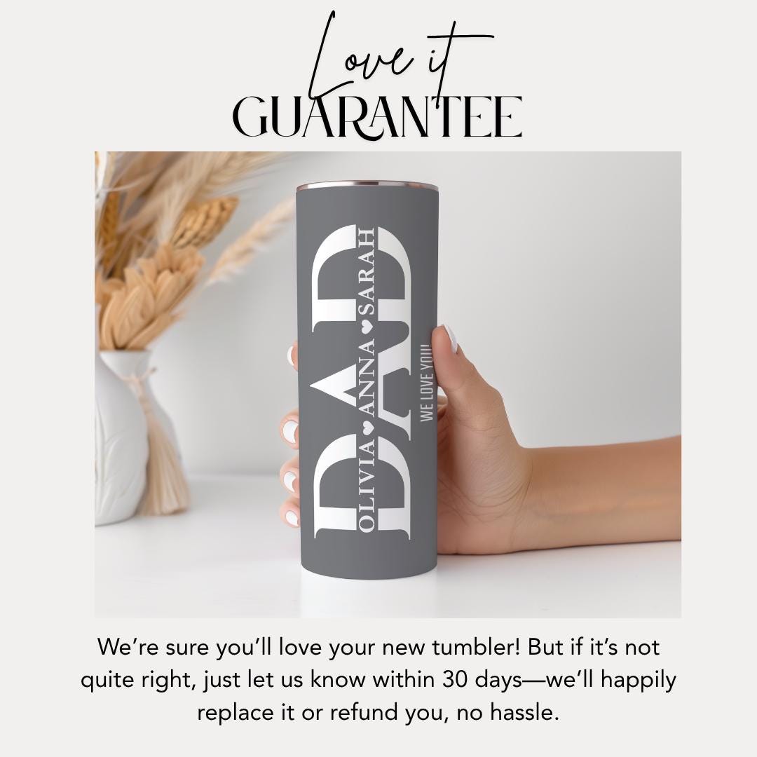 Personalized Dad Tumbler Custom Kids' Names 20oz Skinny Tumbler with Straw Cute Dad Gift Father's Day Gift Tumbler Travel Coffee Cup for Dad