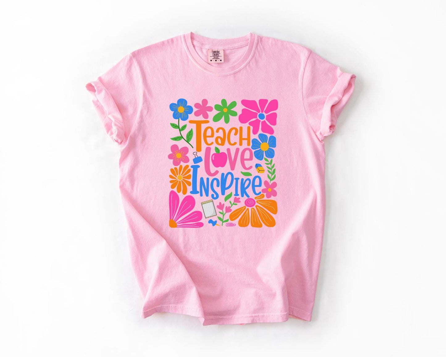 Floral Teacher T-Shirt, Teach Love Inspire Floral Teacher Shirt, Gift for Educators, Teacher Apparel, Teacher Appreciation Gift Casual Wear
