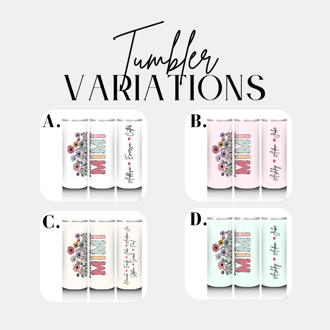 Personalized Mimi 20oz Skinny Tumbler with Straw Cute Gift for Grandma called Mimi, perfect for coffee, travel, Mother’s Day, Birthdays