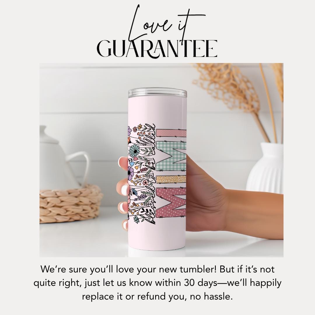 Personalized Mimi 20oz Skinny Tumbler with Straw Cute Gift for Grandma called Mimi, perfect for coffee, travel, Mother’s Day, Birthdays