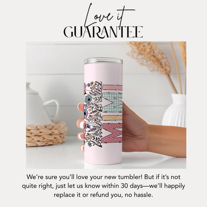 Personalized Mimi 20oz Skinny Tumbler with Straw Cute Gift for Grandma called Mimi, perfect for coffee, travel, Mother’s Day, Birthdays