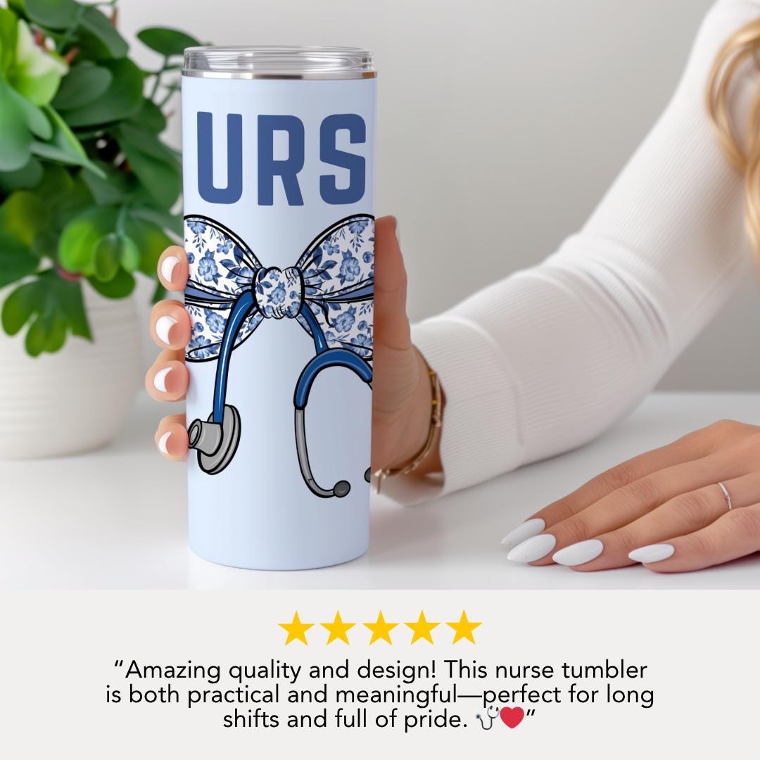 Personalized Nurse 20oz Skinny Tumbler with Straw Cute Nurse Appreciation Gift for Nurse Week Tumbler Nurse Travel Coffee Cup Nurse Mug