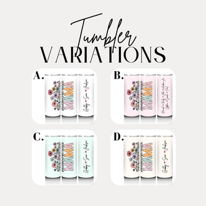 Personalized Mama 20oz Tumbler with Straw Cute custom gift for Mama perfect for coffee travel Mothers Day birthday or daily use.