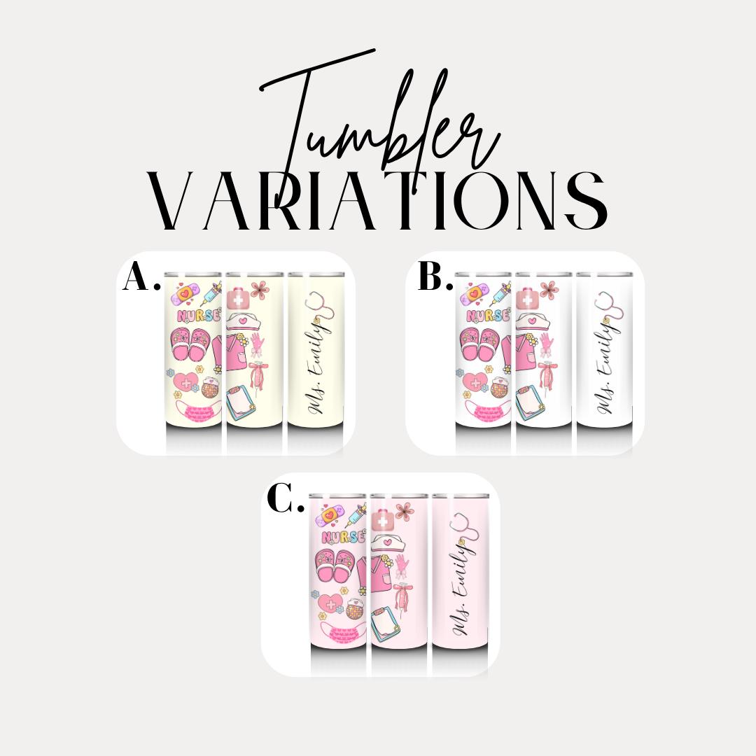 Personalized Nurse 20 oz Skinny Tumbler with Straw Custom Name Nurse Tumbler Cute Nurse Appreciation Gift for Nurse Tumbler Coffee Mug