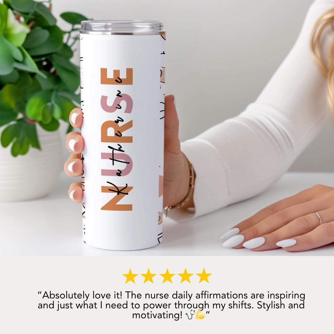 Personalized Nurse 20 oz Skinny Tumbler with Straw Cute Nurse Appreciation Gift for Nurse Week Tumbler Nurse Travel Coffee Cup Nurse Mug