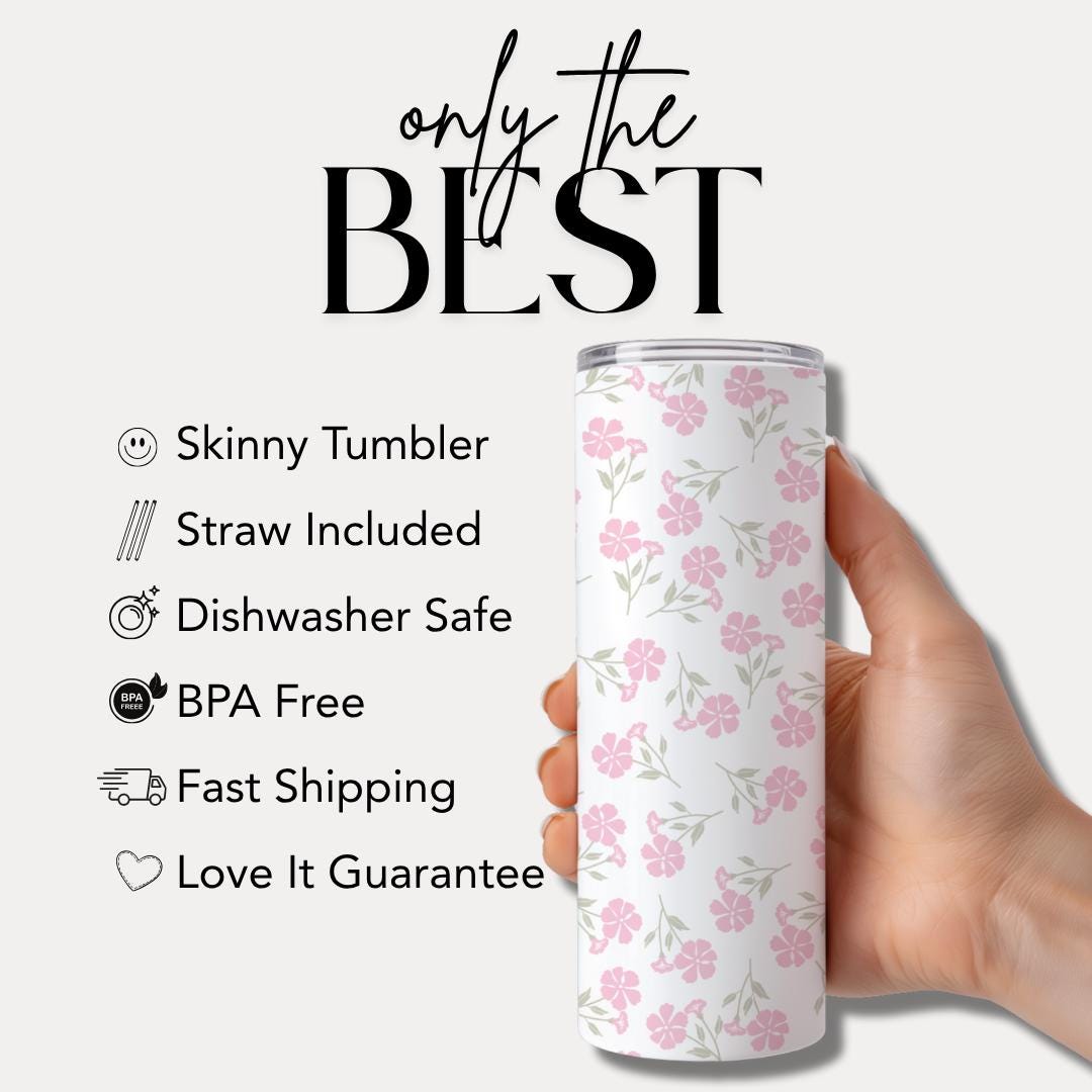 Blush Bloom 20oz Floral Skinny Tumbler Gift for Her Great for Work Gifting Commuting & Daily Use Travel Tumbler Everyday Tumbler Coffee Cup