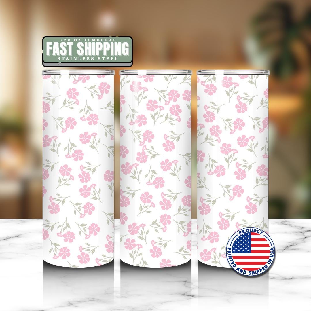 Blush Bloom 20oz Floral Skinny Tumbler Gift for Her Great for Work Gifting Commuting & Daily Use Travel Tumbler Everyday Tumbler Coffee Cup