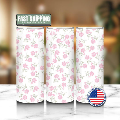 Blush Bloom 20oz Floral Skinny Tumbler Gift for Her Great for Work Gifting Commuting & Daily Use Travel Tumbler Everyday Tumbler Coffee Cup