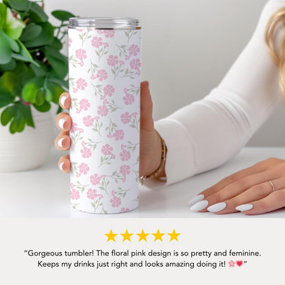 Blush Bloom 20oz Floral Skinny Tumbler Gift for Her Great for Work Gifting Commuting & Daily Use Travel Tumbler Everyday Tumbler Coffee Cup