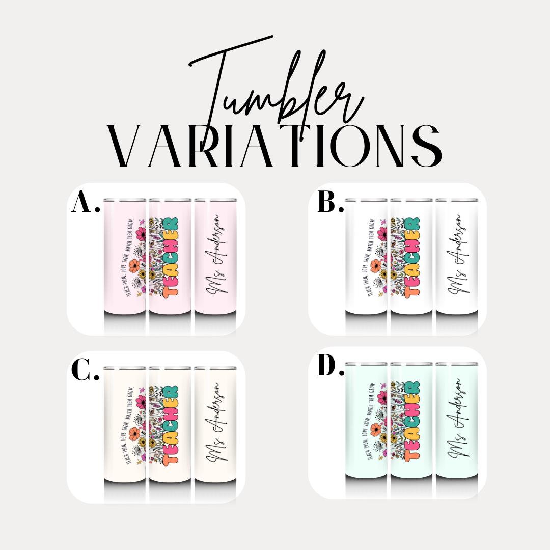 Personalized Teacher 20 oz Skinny Tumbler with Straw, Cute Teacher Gift for Appreciation Week, Teacher Appreciation Gifts, Best Teacher Gift