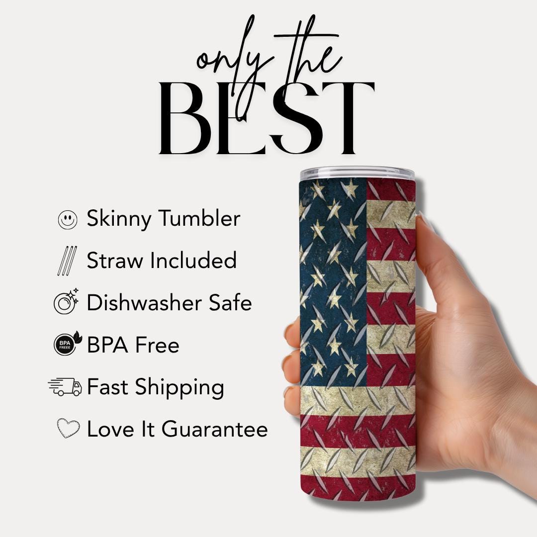 US Memorial Day Tribute Tumbler  20oz Skinny Tumbler American Flag American Travel Mug Memorial Day Tumbler Veteran Tribute Tumbler