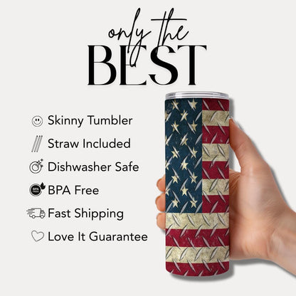 US Memorial Day Tribute Tumbler  20oz Skinny Tumbler American Flag American Travel Mug Memorial Day Tumbler Veteran Tribute Tumbler