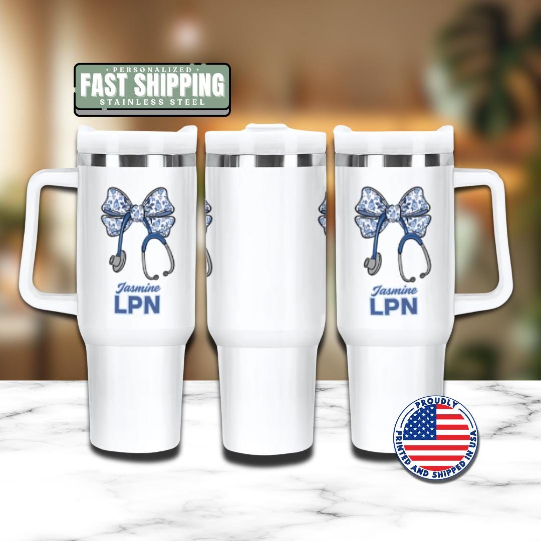 Personalized Licensed Practical Nurse 40oz Tumbler with Straw Nurse Appreciation Gifts LPN Travel Cup Gift for LPN Tumbler Coffee Cup