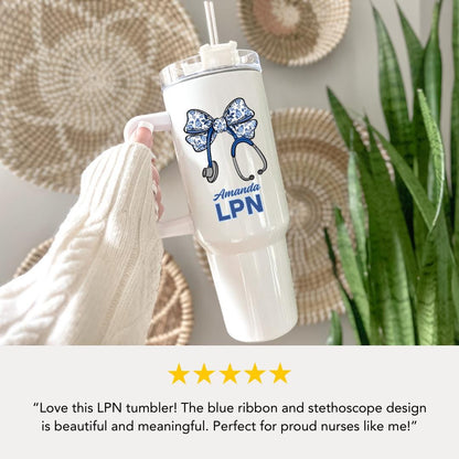 Personalized Licensed Practical Nurse 40oz Tumbler with Straw Nurse Appreciation Gifts LPN Travel Cup Gift for LPN Tumbler Coffee Cup