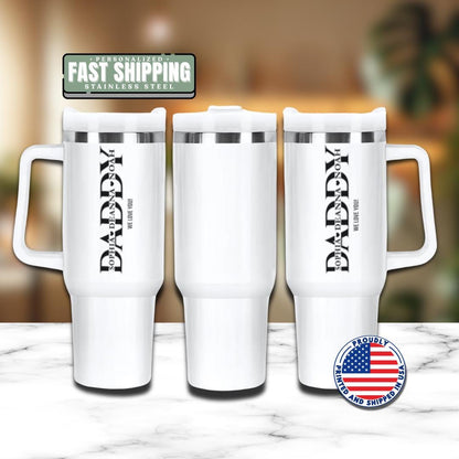 Personalized Daddy 40oz Tumbler with Straw Personalized with Kids’ Names Gift for Daddy Gift for Daddy Dad Travel Coffee Cup Tumbler for Dad