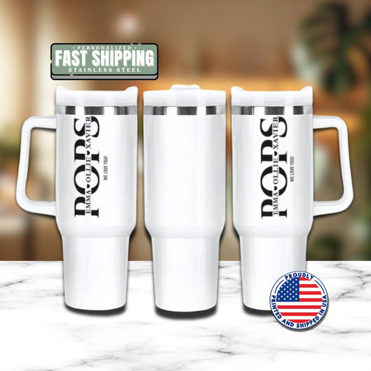 Personalized Pops 40oz Tumbler with Straw Personalized with Grandchildren Name Gift for Pops Travel Coffee Cup Tumbler for Pops Best Pops