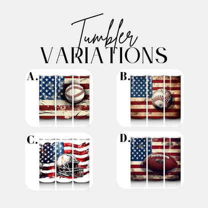 US Baseball American Flag Tumbler 20oz Skinny Tumbler Patriotic Sports Gift for Baseball Fan Coaches Dads or Moms Patriotic Baseball Tumbler